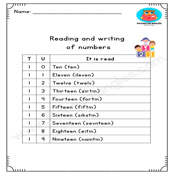 fichas_gratis_lectura_escritura_de_numeros_en_ingles